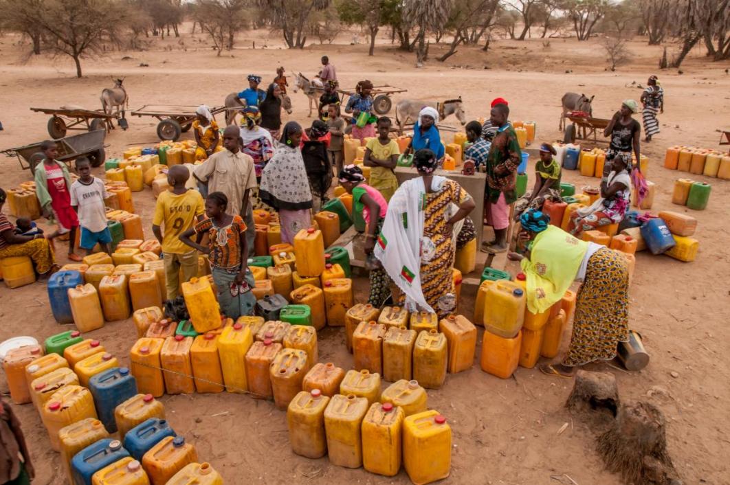 Queuing for water in the Sahel, Burkina Faso