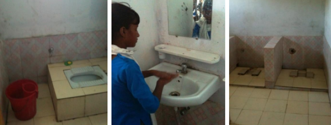 Observation of toilet use. The toilet on the right is not being used because it does not offer privacy there is no water available and therefore does not meet the “access” or the “use” criteria