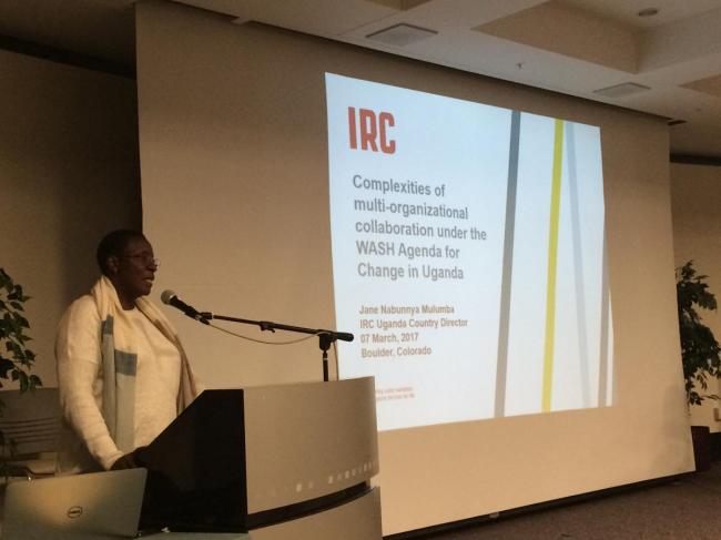 Jane Nabunnya of IRC Uganda presenting on Agenda for Change