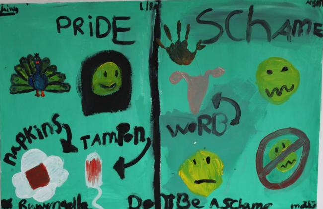 Pride and Shame: Painting by students of the Dr. M.M. den Hertogschool, The Hague, on the importance of menstrual hygiene management and school WASH.