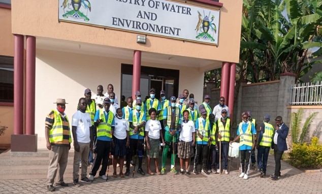 Officials from the government regional agencies and partner organisations welcome the Walkers Association team in Fort Portal, Kabarole, on 16 March 2021